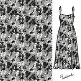 Black Gray Abstract Floral Digital Print